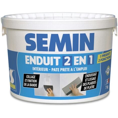 Enduit 2 en 1 multifonctions Semin - joint et lissage de la plaque de pâtre - intérieur - seau de 7 kg