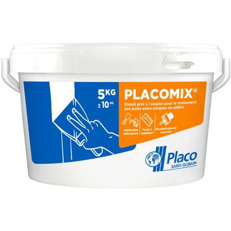 Enduit à joint - 5 kg -Placomix qualité Premium - Placo ® - Inodore et prêt à l’emploi - Travaillabilité optimale - Ponçage facile