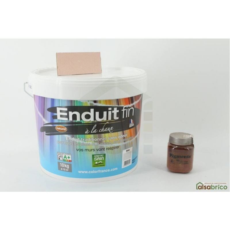 Enduit à la chaux à mélanger avec pigments naturels, Sienne Calcinée - Pot de 10kg