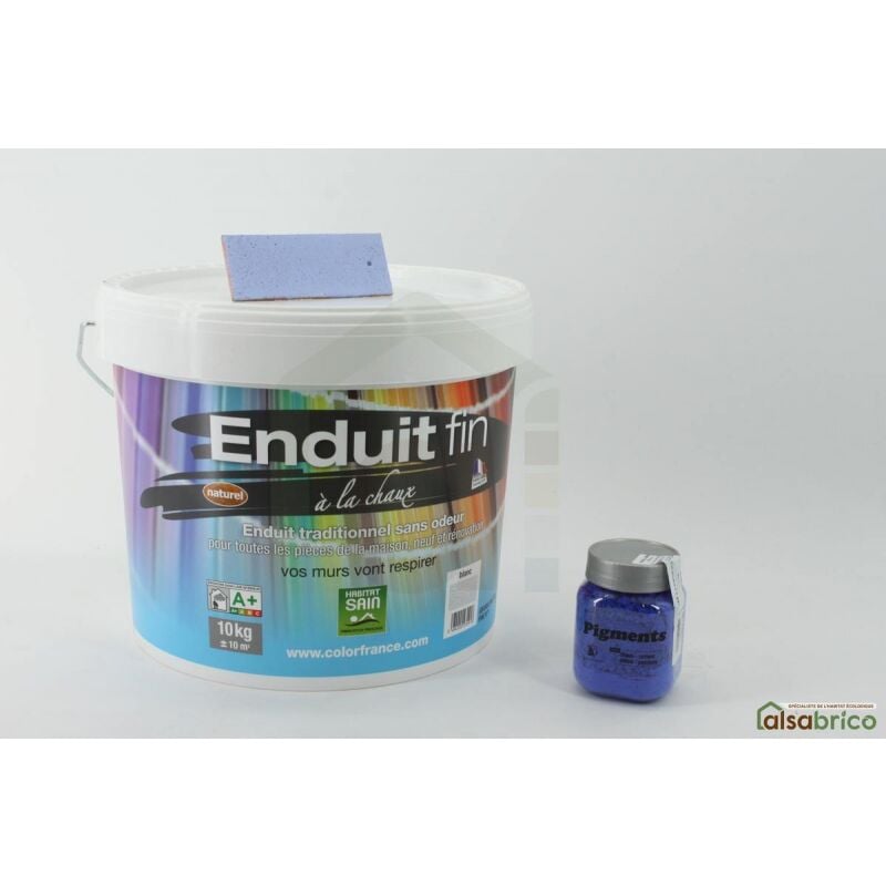 Enduit à la chaux à mélanger avec pigments naturels, Bleu Outremer Surfin - Pot de 10kg