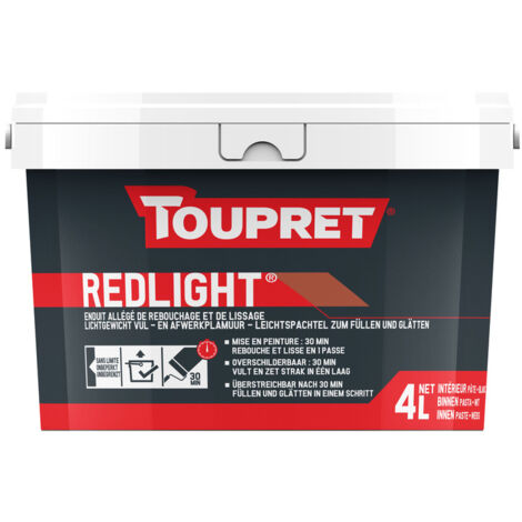 Enduit Allégé De Rebouchage Et De Lissage Toupret Bat Redlight 4l - Toupret