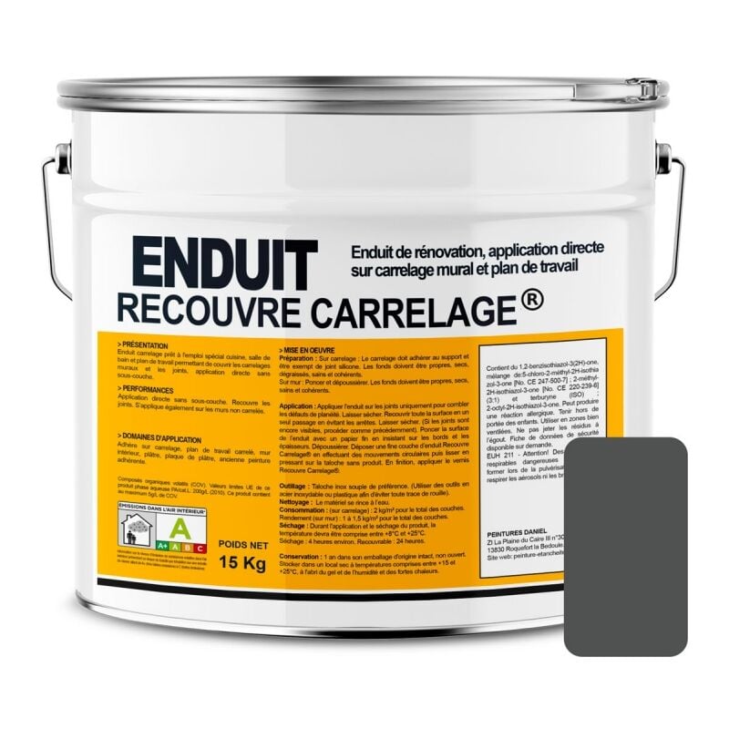 Enduit carrelage effet béton, salle de bain, cuisine, recouvre les joints, lisse et décore, sans sous-couche, prêt à l'emploi 505251 15 Kg