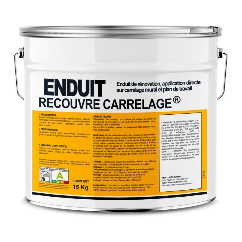 Enduit carrelage effet béton, salle de bain, cuisine, recouvre les joints, lisse et décore, sans sous-couche, prêt à l'emploi ffffff 15 Kg