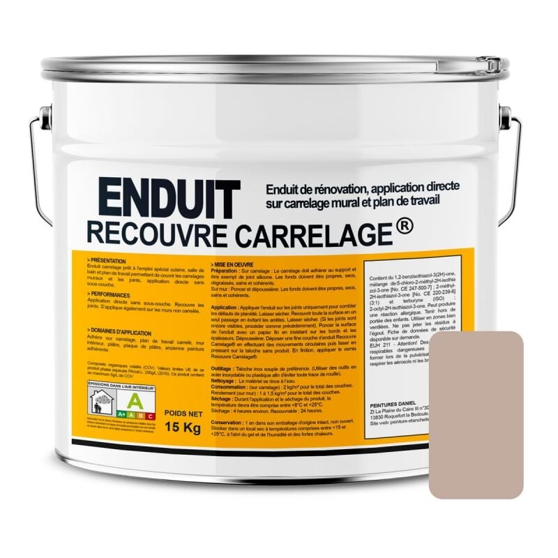 Enduit carrelage effet béton, salle de bain, cuisine, recouvre les joints, lisse et décore, sans sous-couche, prêt à l'emploi C1ABA0 15 Kg