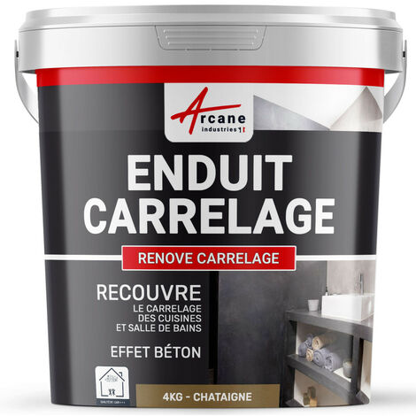 Enduit carrelage salle de bain cuisine mural et sol recouvre et rénove faïence masquage - RENOVE CARRELAGE ARCANE INDUSTRIES Chataigne - Kit 4 Kg - 2.6m² pour 2 couches