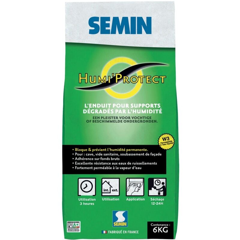 Semin - Enduit spécial maçonnerie humides Humi'Protect - sac de 6 kg