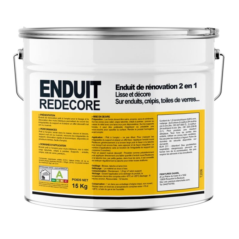Enduit décoratif, rénovation rapide, 2 en 1, lisse et décore sur plâtre, peintures, crépis, fibres, toile de verre ffffff 15 Kg
