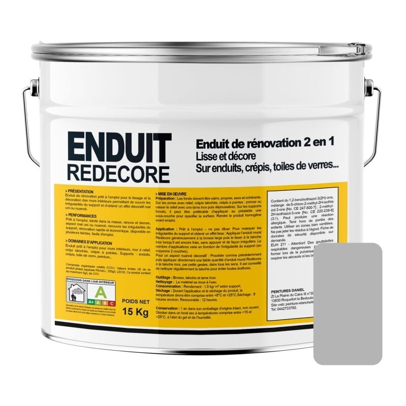 Enduit décoratif, rénovation rapide, 2 en 1, lisse et décore sur plâtre, peintures, crépis, fibres, toile de verre B4B4B4 15 Kg