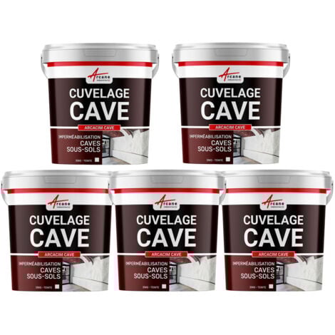 Enduit de Cuvelage Hydrofuge - Etanchéité Cave - Garage - Sous-sols  ARCACIM CAVE - Offre Spéciale : 5 x 25 Kg Gris - ARCANE INDUSTRIES