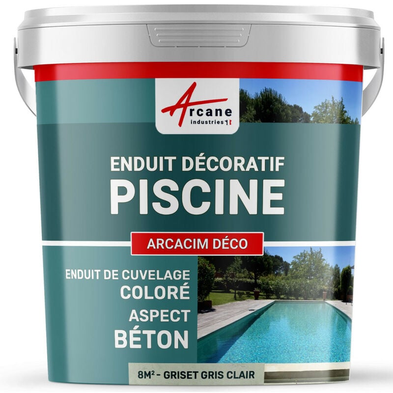 Arcane Industries - Décoration piscine enduit de cuvelage finition béton ciré arcacim deco - 8 m² Griset Gris Clair