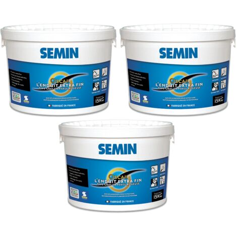 Enduit de Finition Extra Fin Semin Oscar, Prêt à l'Emploi, Intérieur/Extérieur, seau 15 kg, Lot de 3