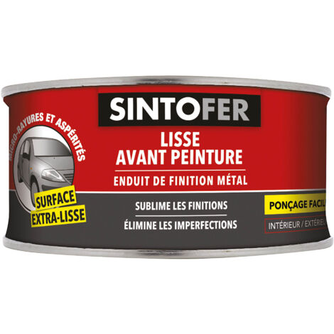 Sinto – Enduit de lissage métal 250g – Mastic nitrocellulosique pour surfaces métalliques – Temps de séchage 15 minutes – Application facile