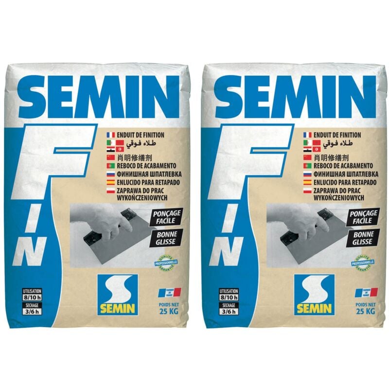 Enduit de Finition Semin F - Intérieur - Poude - Sac de 25 kg (lot de 2)