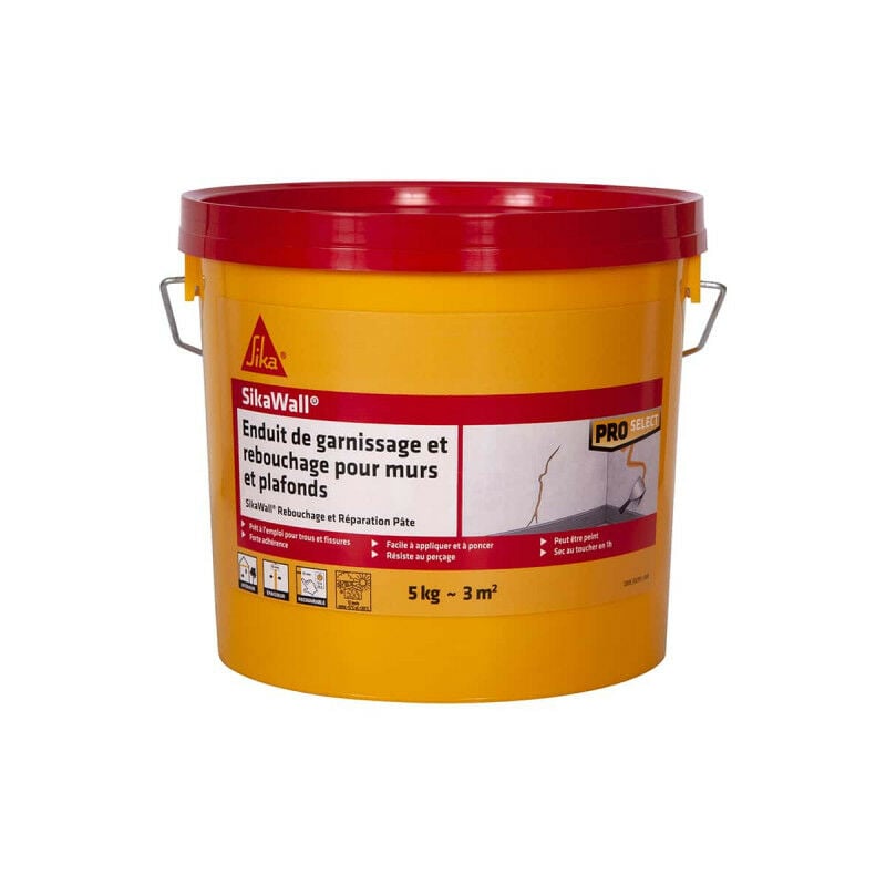 Enduit de garnissage Sika Sika Wall Rebouchage et réparation pour murs et plafonds - 5Kg