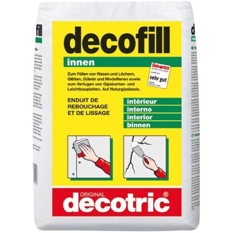 Enduit de lissage 10kg – Gypse naturel pour surfaces lisses – Remplissage fissures et trous – Application intérieure – Decotric