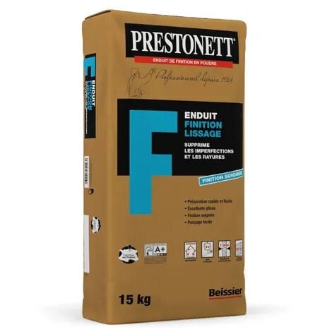 Enduit de Lissage Finition PRESTONETT F en Poudre en Sac 15 KG pour Intérieur