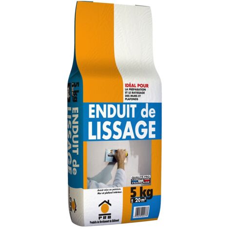 Enduit de Lissage Plâtre 5kg - Haute Performance, Finition Extra Lisse - Idéal Murs et Plafonds Intérieurs - Forte Adhérence, Application Manuelle Facile