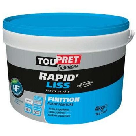 Toupret – Enduit de lissage 4 kg en pâte – Pour murs et plafonds intérieurs – Épaisseur d'application 2 mm – Temps de séchage 2 h