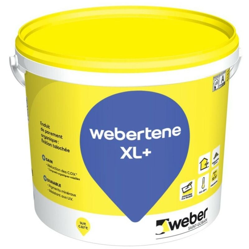 Enduit de parement façades et murs intérieurs et extérieurs, 25kg, Blanc cassé, organique acrylosiloxane, webertene xl+, , weber