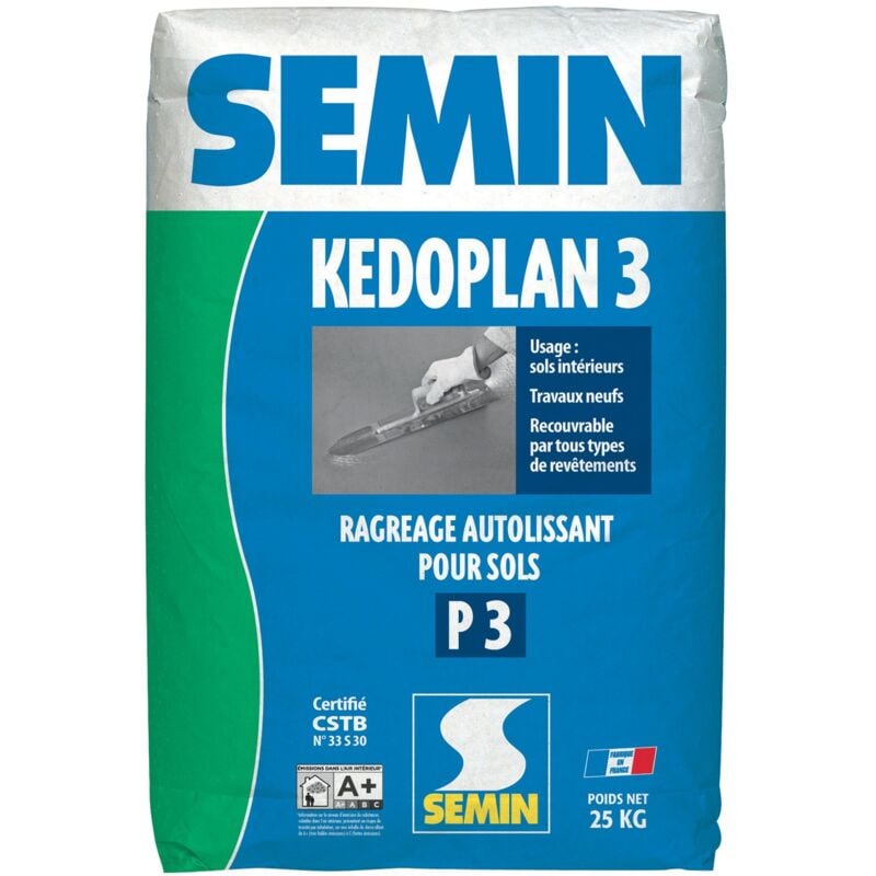 Semin - Enduit de ragréage autolissant Kedoplan 3 - Intérieur - sac 25 kg