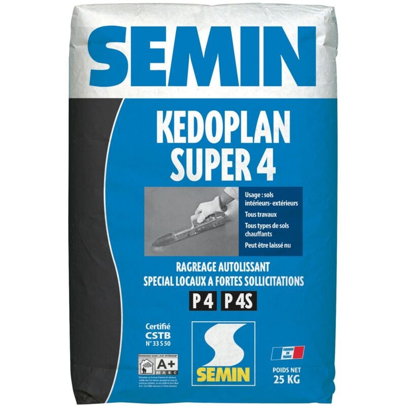 Semin - Enduit de ragréage autolissant Kedoplan 4 - Intérieur - sac 25 kg