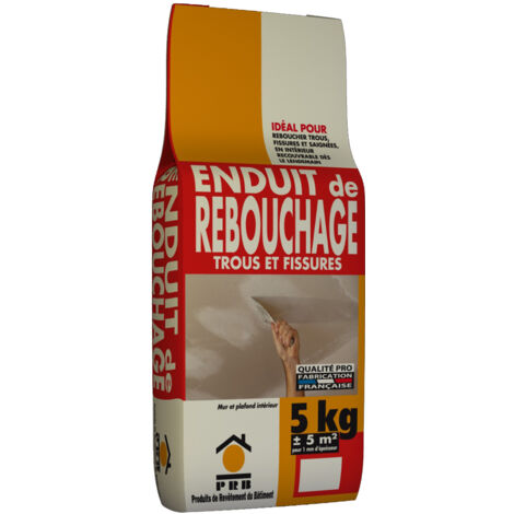 Enduit de Rebouchage 5kg - Haute Adhérence et Séchage Rapide - Idéal pour Réparer Trous, Fissures et Cavités - Intérieur - Tous Supports Muraux et Plafonds