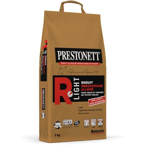 Enduit de Rebouchage Allégé PRESTONETT R LIGHT en Poudre en Sac 3 KG pour Intérieur