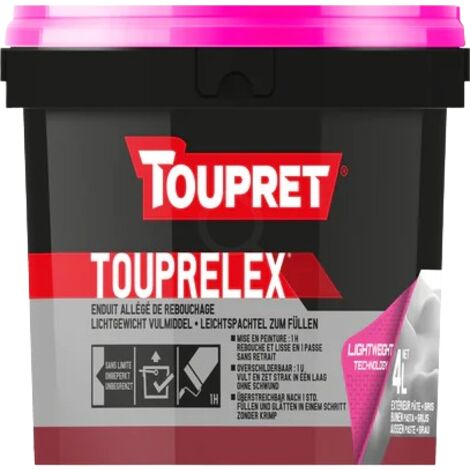 Toupret – Enduit de rebouchage allégé – Prêt à l'emploi pour extérieur – Comble fissures et trous – Conditionnement 4L