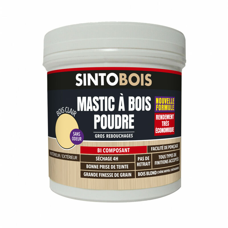 Sinto - mastic a bois poudre bois clair seau 450G