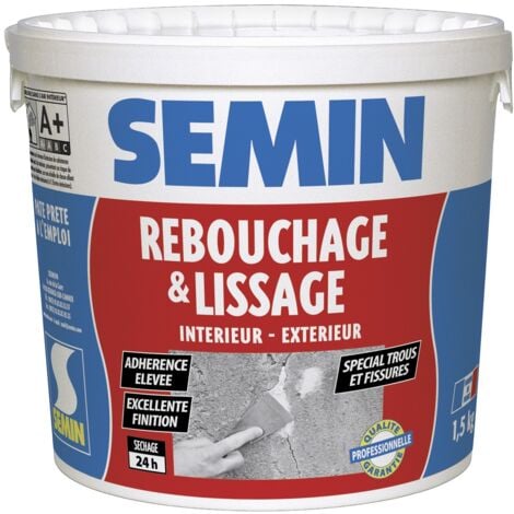 Enduit de rebouchage en pâte spécial fissures et trous de vis Semin - intérieur/extérieur - seau de 1,5 kg – 1m²