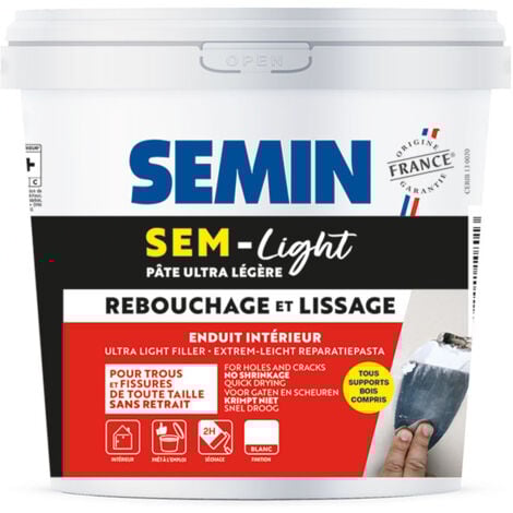 Enduit de rebouchage allégé Semin Sem Light - seau de 5 L