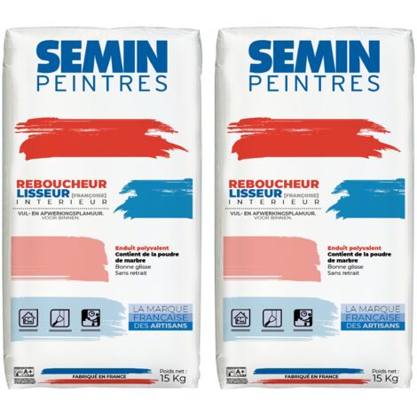 Enduit de Rebouchage et Lissage Semin (Françoise), Intérieur, en Poudre, sac 15 kg, Lot de 2