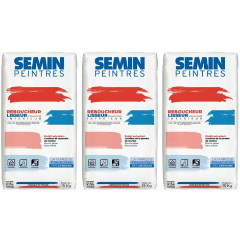 Enduit de Rebouchage et Lissage Semin (Françoise), Intérieur, en Poudre, sac 15 kg, Lot de 3