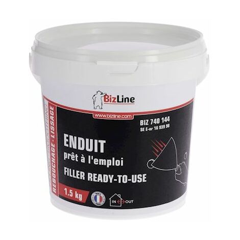 enduit de rebouchage et lissage - standard - pret à l'emploi - seau de 1.5 kg - bizline 740144