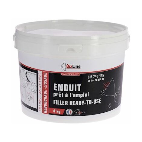 enduit de rebouchage et lissage - standard - seau de 4 kg - bizline 740145