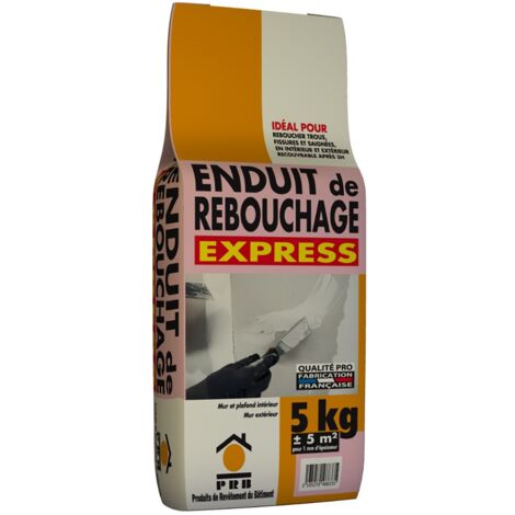 Enduit de Rebouchage Express 5kg - Séchage Ultra Rapide - Réparation Fissures, Trous et Murs - Idéal Avant Peinture - Finition Lisse, Urgente et Efficace - Usage Intérieur