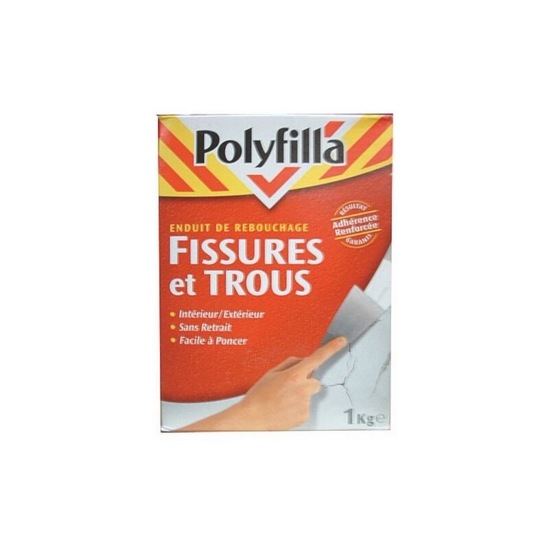 Enduit de Rebouchage poudre Intérieur/Extérieur trous et fissures 1kg Polyfilla