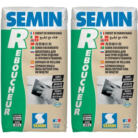 Enduit de Rebouchage Semin R - Intérieur - Poudre - Sac 15 kg (lot de 2)