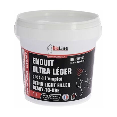 Enduit de rebouchage ultra léger prêt à l'emploi pour microfissures – Application rapide – 1 litre – 740141 – Bizline