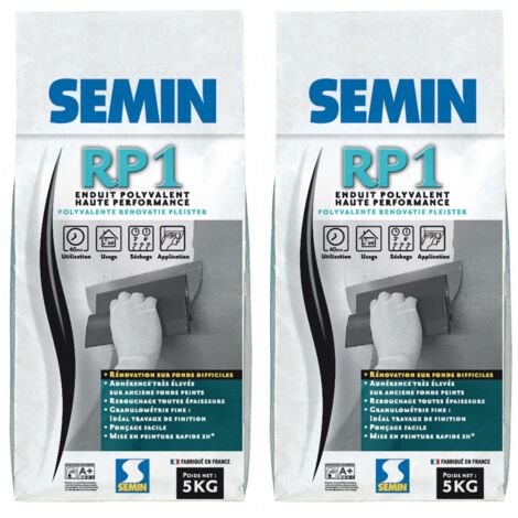 Enduit de Rénovation Polyvalent Semin - RP1 - Intérieur - Poudre - Sac 5 kg (lot de 2)