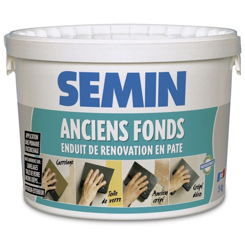 Enduit de rénovation pour les supports irréguliers Anciens Fonds Semin spécial toile de verre - intérieur/extérieur - seau de 5 kg