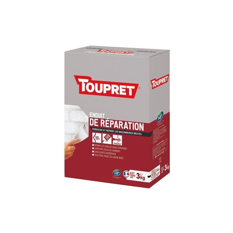 Toupret - Enduit de réparation extérieur poudre 3kg gris