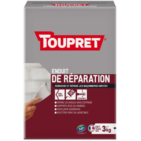 Enduit de réparation poudre Toupret maçonnerie et fissures  Conditionnement: 3KG