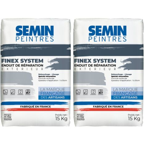 Enduit de réparation Semin Reboucheur, Extérieur, en Poudre, sac de 15 kg, Lot de 2