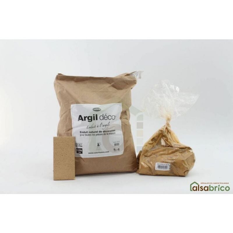 Enduit décoratif à l'argile teinté avec pigments naturels, Sienne Naturelle Foncé - Sac de 12.5kg