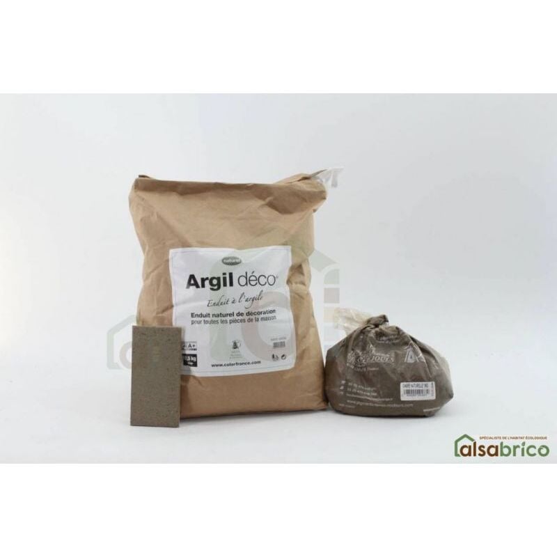 Enduit décoratif à l'argile teinté avec pigments naturels, Ombre Naturelle Foncé - Sac de 12.5kg