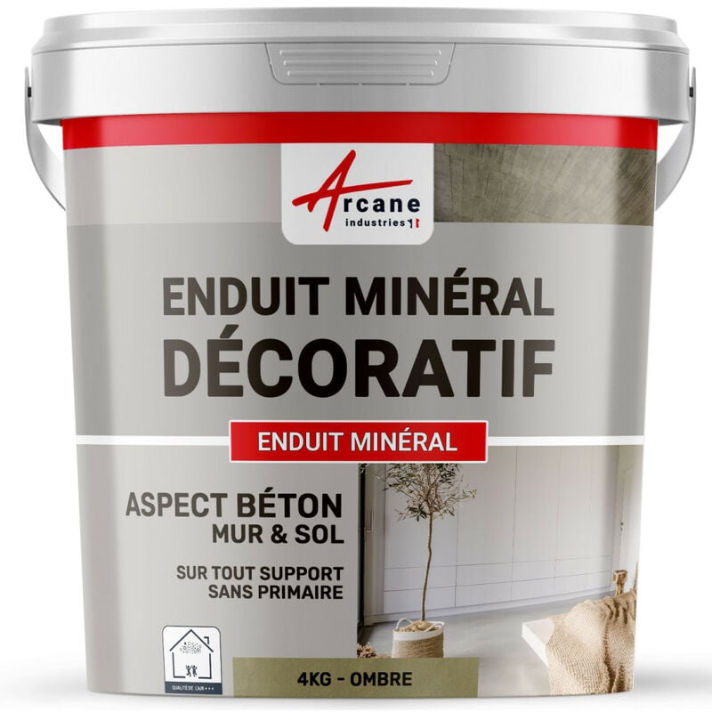 Arcane Industries - Enduit décoratif mural et sol rénovation chambre cuisine salle de bain - 4 kg Ombre