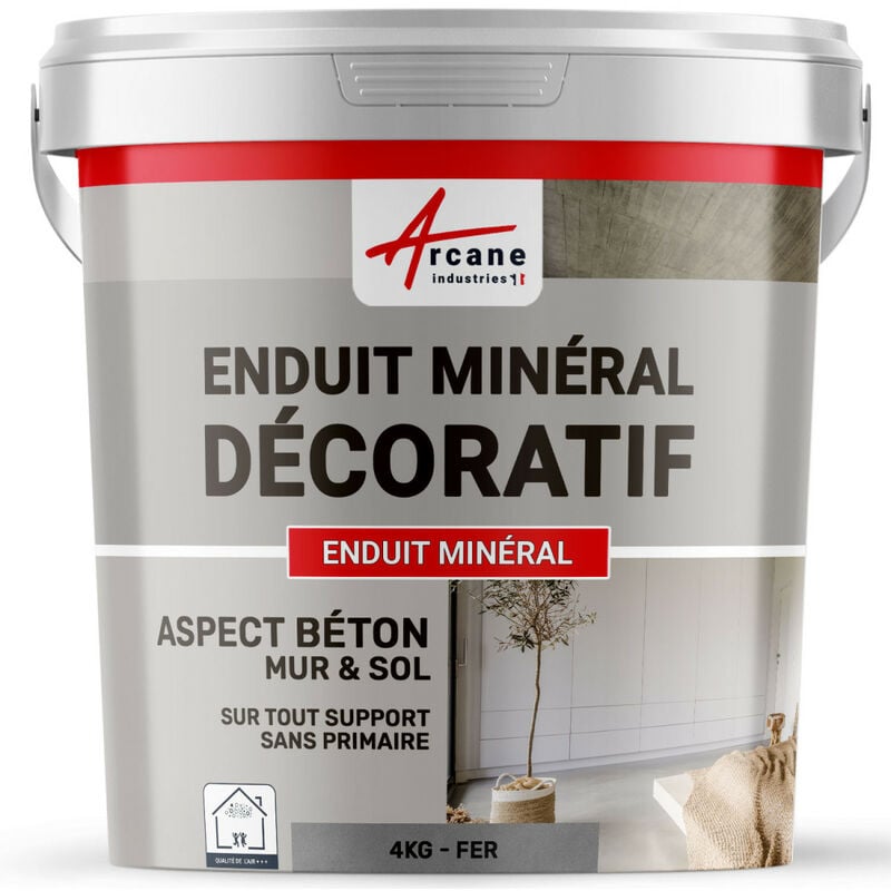 Arcane Industries - Enduit décoratif mural et sol rénovation chambre cuisine salle de bain - 4 kg Fer