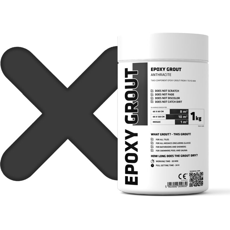 Mastic époxy bi-composant pour le remplissage des joints - Anthracite - 1Kg