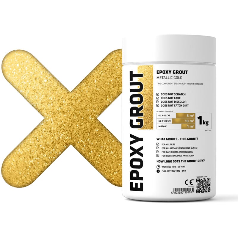 Mastic époxy bi-composant pour le remplissage des joints - Or Métallique - 1Kg